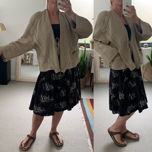 OSKA Linen Summer Jacket Size 2 UK 12 Ecru Lagenlook Artisan - Picture 4 of 12